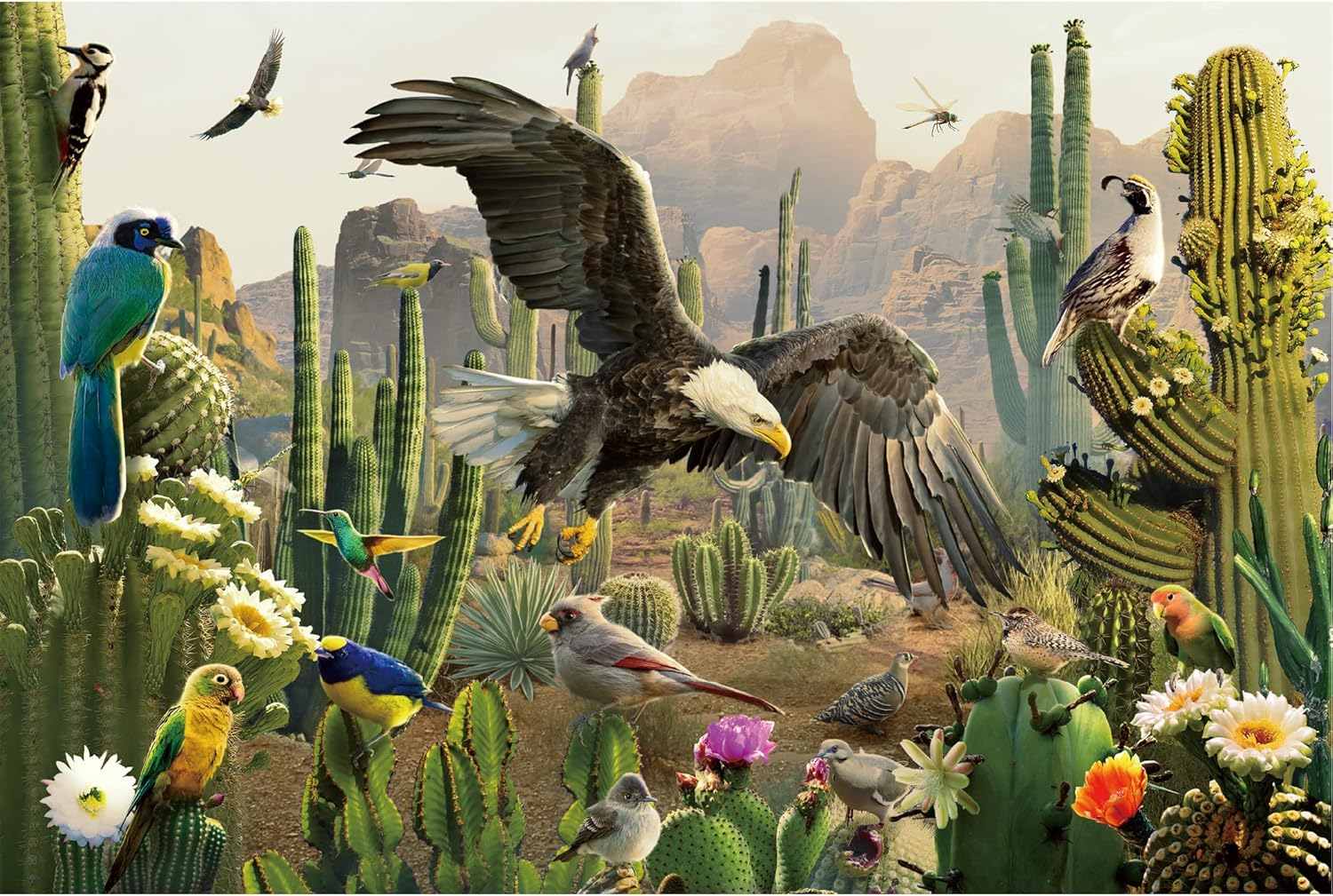 1000 Piece Wooden Desert Birds Jigsaw Puzzle for Adults & Teens Ages 14+