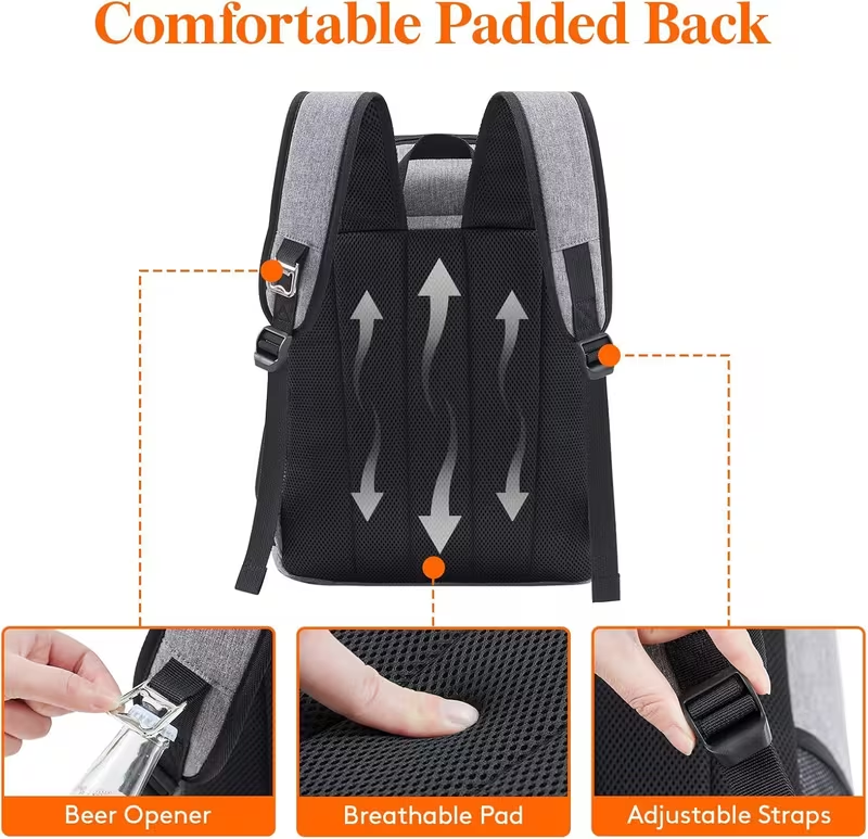 24L Insulated Cooler Backpack – Leakproof Thermal Lunch Bag for Travel, Camping and Outdoor Use