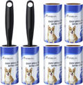 RAINBEAN Extra Sticky Lint Roller Set 540 Sheets with 6 Refills & 2 Handles, Pet Hair Remover for Clothes Furniture Carpet