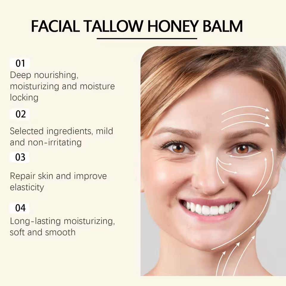 West Month Beef Tallow Honey Face Cream Hydration Moisturizing Long Last Repair Skin Care Brighten Skin Tone Lighten Dark Spots
