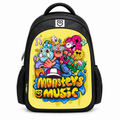 Kids Cartoon Print School Backpack with Front Zip Pocket and Dual Side Mesh Pockets, 15.75 x 12.99 x 7.87 in, Style G