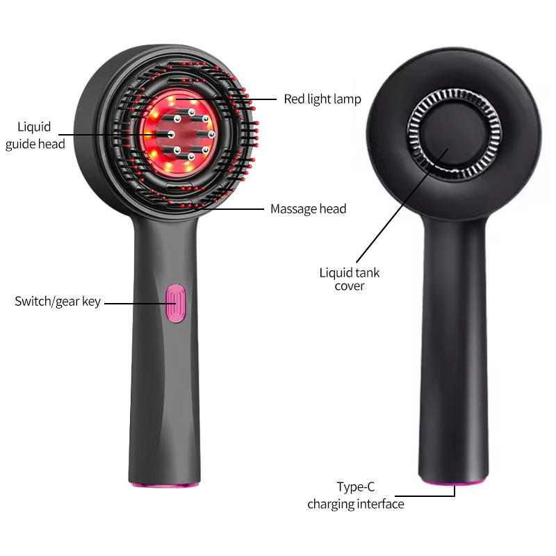 Red Light Scalp Massage Comb with Liquid Chamber – Electric Hair Care Brush