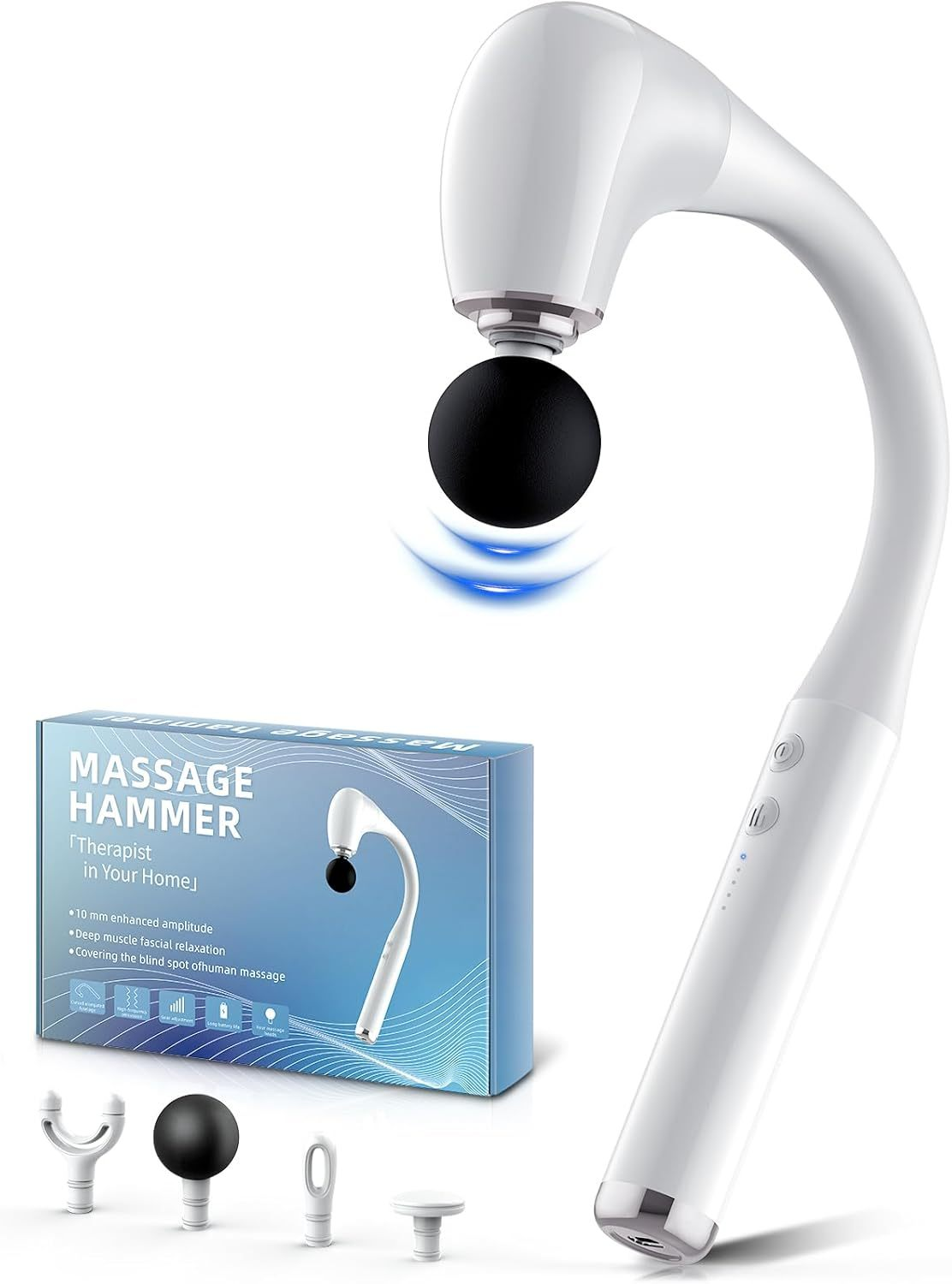 Deep Tissue Massage Gun with Extended Handle – Portable Muscle Massager for Neck, Back and Full Body Relief