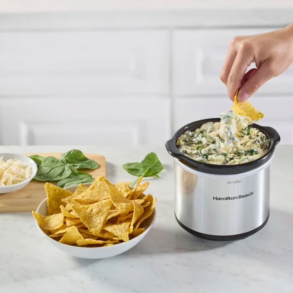 Open Box Hamilton Beach 6.62L (7 Qt.) Stay or Go Programmable Slow Cooker with Party Dipper – Stainless Steel