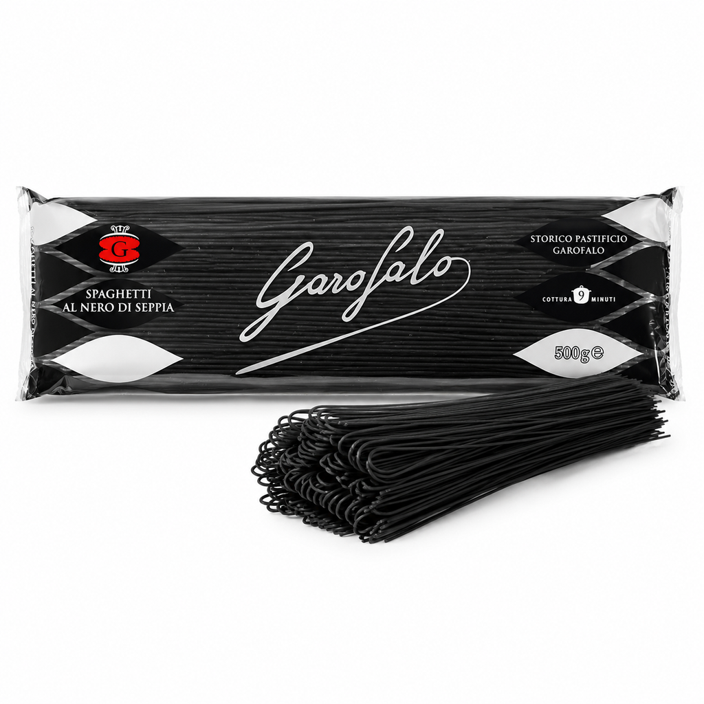 Garofalo Cuttlefish Ink Spaghetti, Black Durum Wheat Semolina Pasta, 2 x 500g Pack