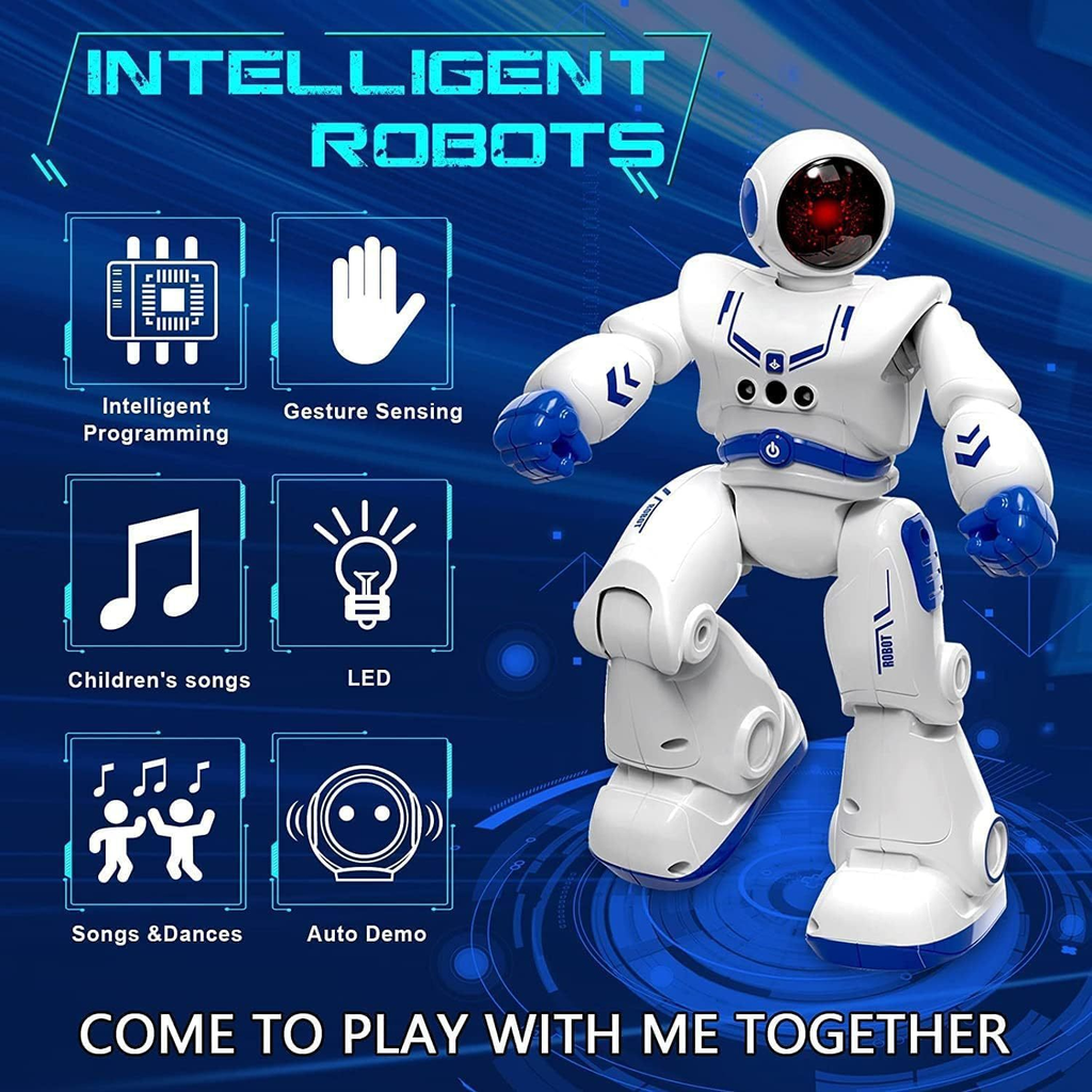 Smart Gesture Control Robot Toy for Kids – Programmable RC Dancing Robot with Music & LED Lights