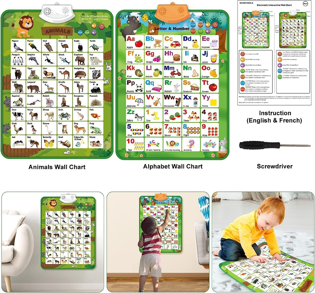 Interactive Electronic Alphabet & Number Learning Wall Chart for Kids Ages 3+