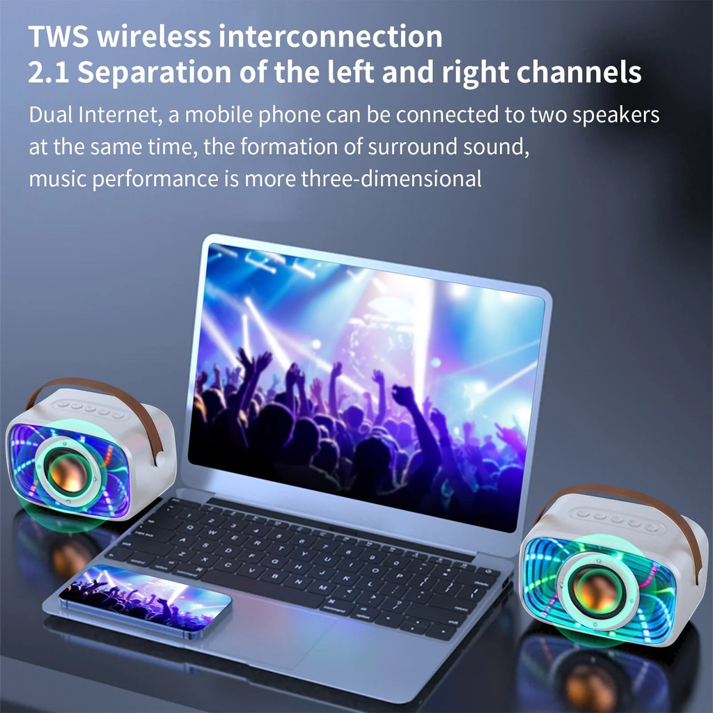 Portable Mini Bluetooth Speakers On Sale, Bluetooth 5.3 Wireless Audio LED Cool Light Effect Sound Quality Clear Surround Sound Effect Multiple Play Modes Large Capacity Battery Bluetooth Audio