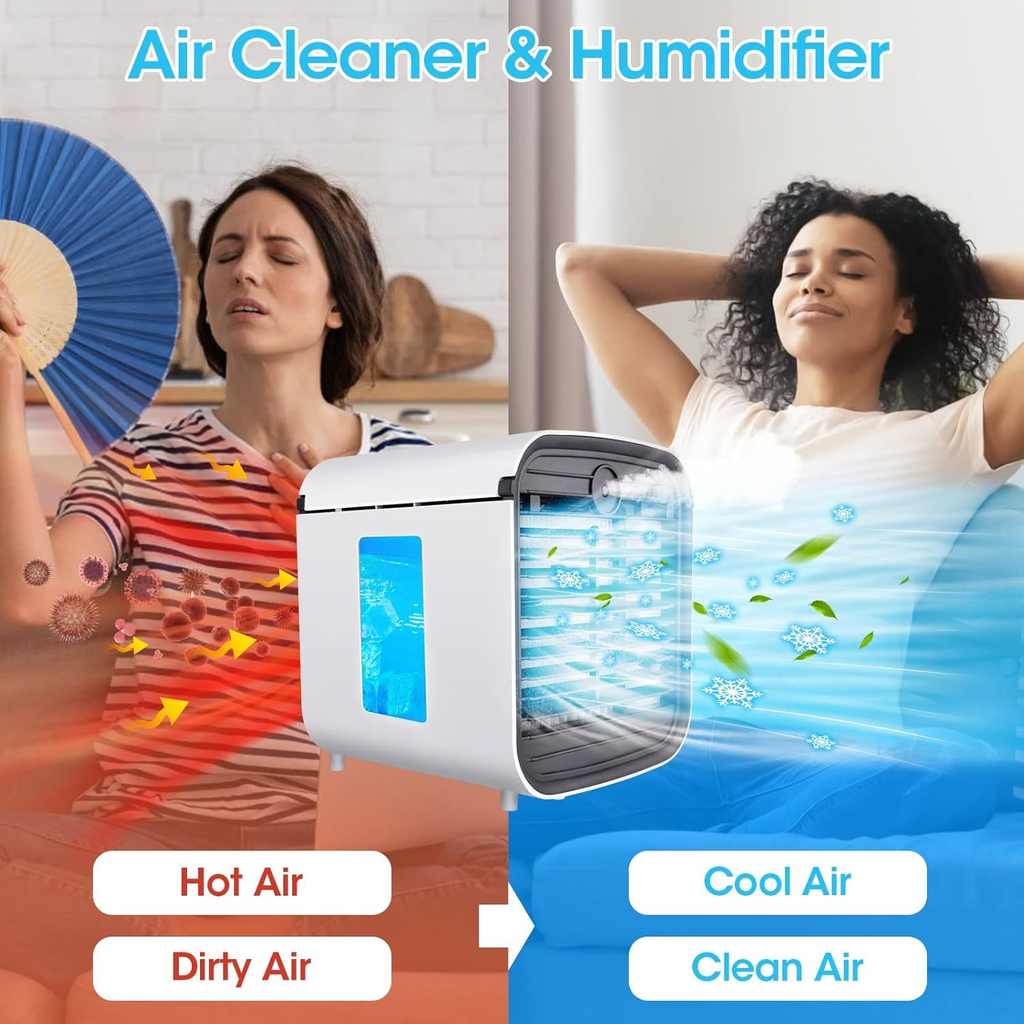 Portable USB Desktop Cooling Fan with Water Tank and Adjustable Speeds