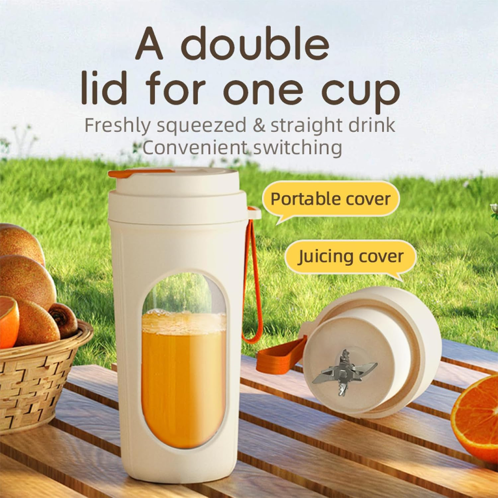 Portable Personal Blender, 450mL USB Rechargeable Smoothie Maker with 12 Blades & Travel Lid – CreamGreen