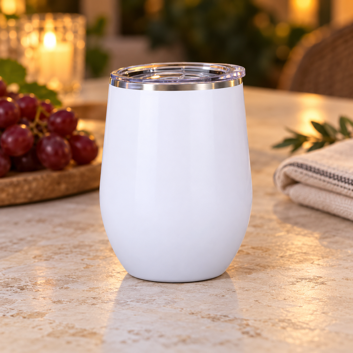 12 oz White Stainless Steel Insulated Wine Tumblers with Lids(47*47*26)